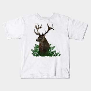 Deer in a forest of ferns Kids T-Shirt